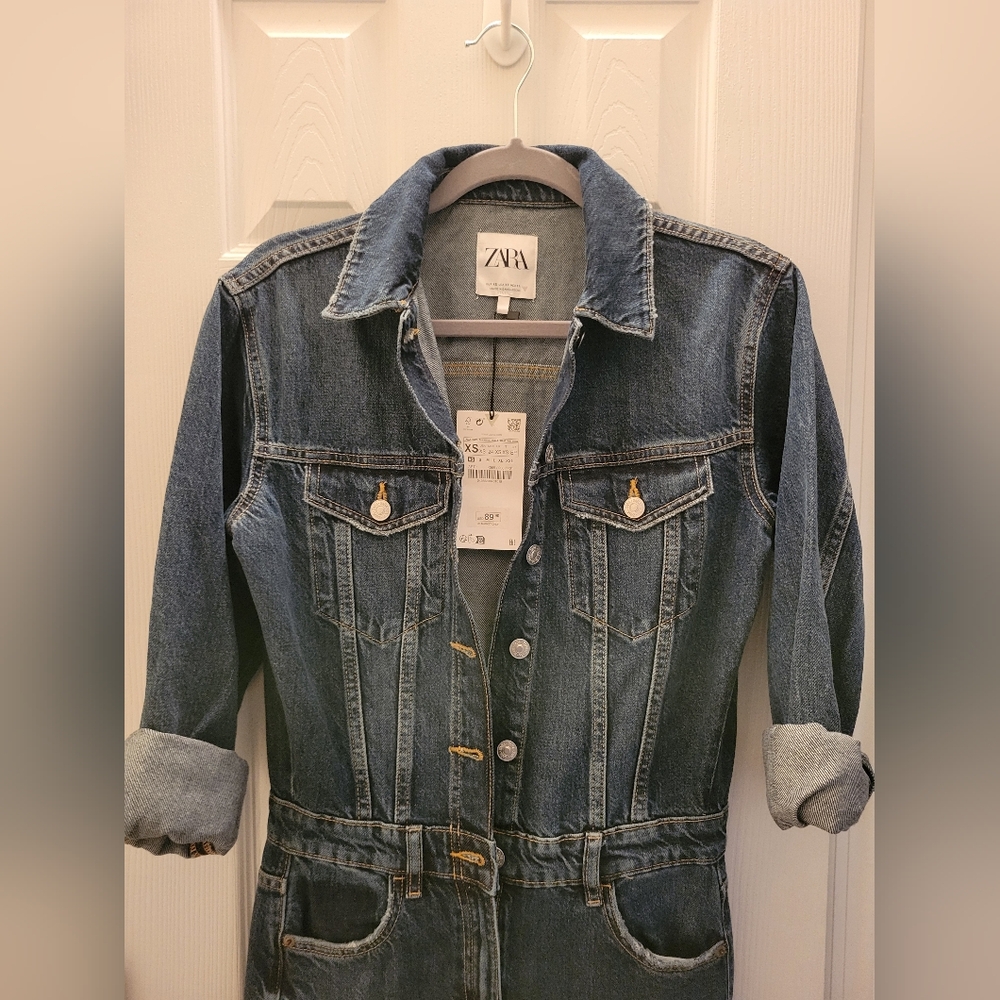 Zara Blue Denim Jumpsuit